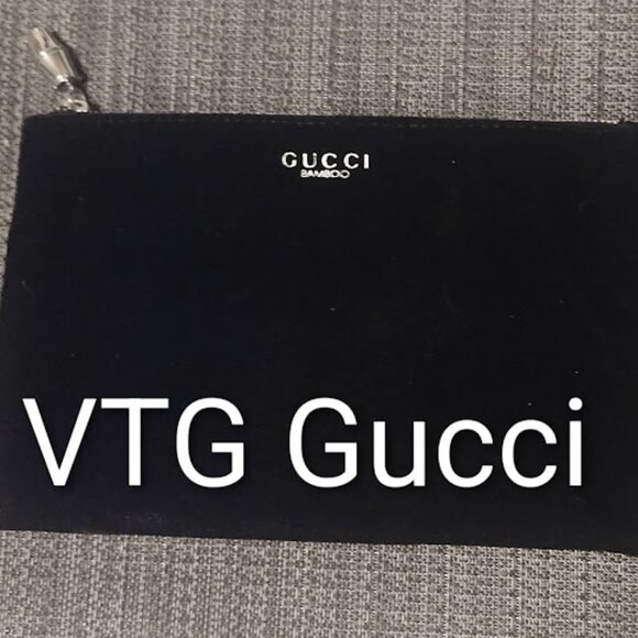 NWOT New Gucci Bag Bamboo Black Velvet Cosmetic Clutch Perfume Bag 9.5 x 6 - Picture 1 of 6